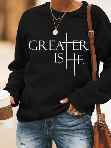 Greater Is He Cross Women's Sweatshirt - Just Fashion Now - Modalova