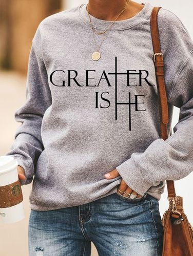 Greater Is He Cross Women's Sweatshirt - Modetalente - Modalova