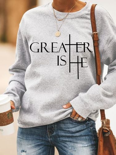 Greater Is He Cross Women's Sweatshirt - Modetalente - Modalova