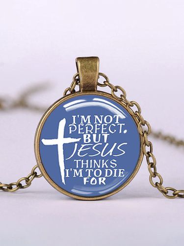 I'm Not Perfect Phrase Letters Gemstone Necklace - Just Fashion Now - Modalova