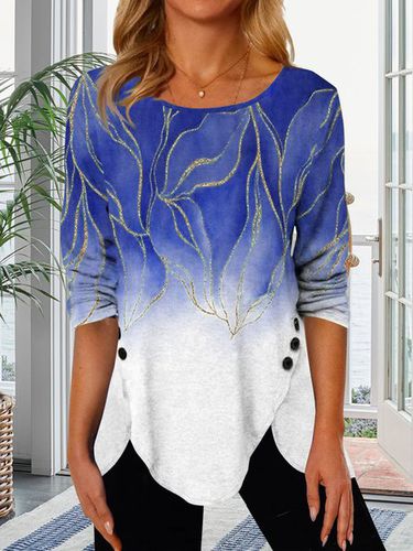 Gradient tulip-shaped hem button loose tunic T-shirt - Just Fashion Now - Modalova