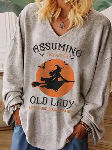 Halloween Text Letters Casual Top - Just Fashion Now - Modalova