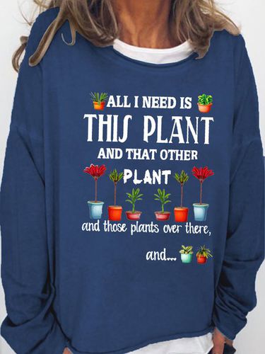 Womens Funny Plant Lover Letter Casual Sweatshirt - Modetalente - Modalova