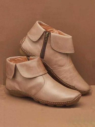 Hemmed Zip Casual Plain Short Boots - Just Fashion Now - Modalova
