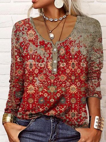 V Neck Cotton-Blend Ethnic Top - Just Fashion Now - Modalova