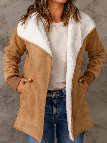 Shawl Collar Cotton-Blend Plain Overcoat - Just Fashion Now - Modalova