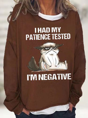 Womens I Had My Patience Tested I'm Negative Cat Funny Sarcasm Casual Sweatshirt - Modetalente - Modalova