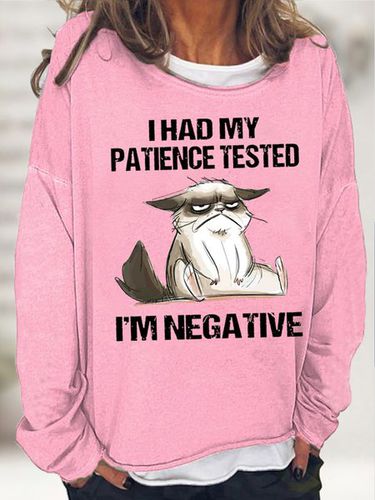 Womens I Had My Patience Tested I'm Negative Cat Funny Sarcasm Casual Sweatshirt - Modetalente - Modalova