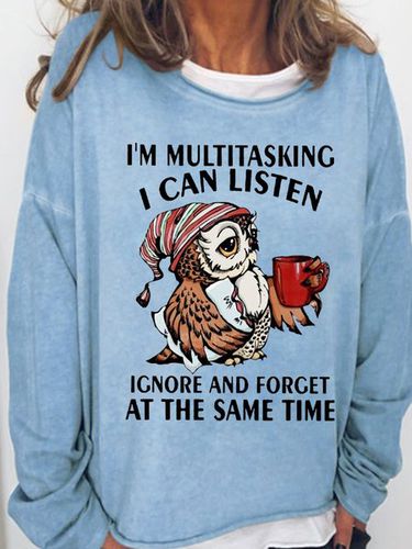 Womens Funny Lestter Owl I'm Multitasking Casual Sweatshirt - Just Fashion Now - Modalova