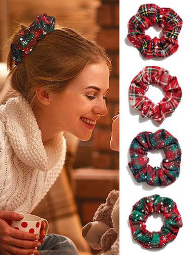 Christmas Snowflake Plaid Large Hair Tie Christmas Hair Rope Elastic - Modetalente - Modalova