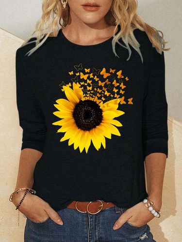 Butterfly Sunflower Women's Long Sleeve Shirt - Modetalente - Modalova