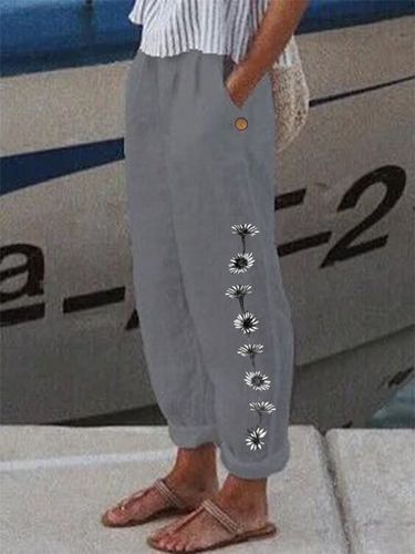 Casual Loosen Pockets Floral Pants - Just Fashion Now - Modalova