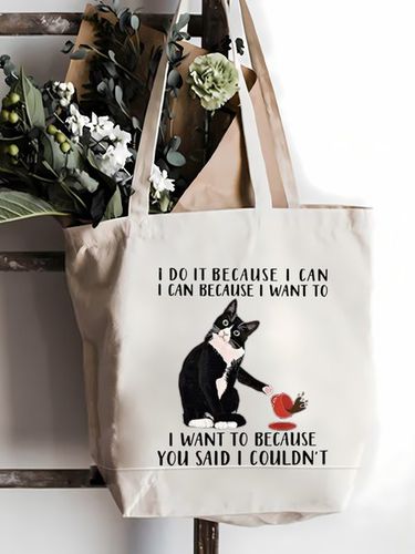 I Do It Because I Can I Can Because I Want To I Want To Because You Said I Couldn't Animal Cat Graphic Shopping Tote - Just Fashion Now - Modalova