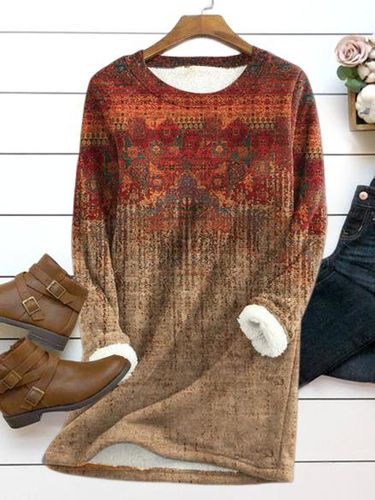 Ethnic Floral Fleece Warm Sweater - Just Fashion Now - Modalova