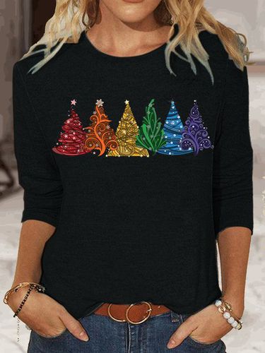 Women's Rainbow Christmas Trees Classic Long Sleeve Top - Modetalente - Modalova