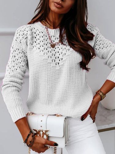 Plain Casual Crew Neck Sweater - Just Fashion Now - Modalova