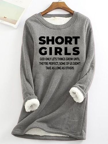 Women's Short Girls Funny Graphic Print Warmth Fleece Sweatshirt Loose Christmas Crew Neck Casual Sweatshirt - Just Fashion Now - Modalova