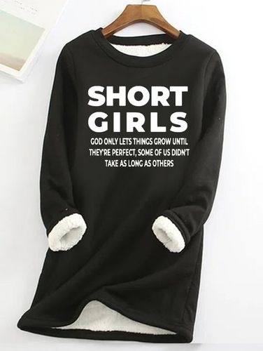 Women's Short Girls Funny Graphic Print Warmth Fleece Sweatshirt Loose Christmas Crew Neck Casual Sweatshirt - Just Fashion Now - Modalova