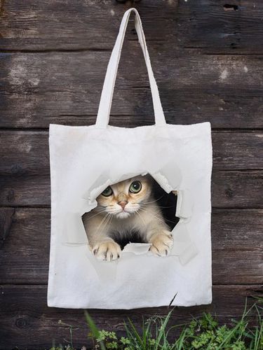 Cat Eco Shopping Bag Canvas Tote Bag - Just Fashion Now UK - Modalova