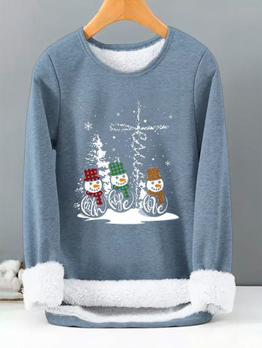 Loose Christmas Snowman Casual Sweatshirt - Just Fashion Now - Modalova