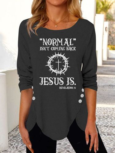 Normal isn't coming back jesus Printed button top tunic - Just Fashion Now - Modalova