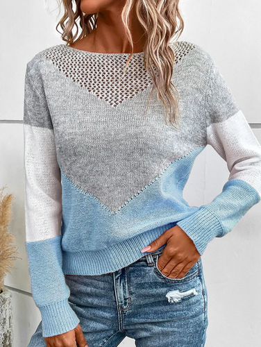 Loose Casual Color Block Sweater - Modetalente - Modalova