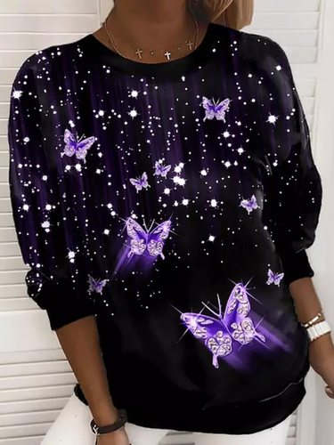 Casual Butterfly Loose Sweatshirt - Just Fashion Now - Modalova