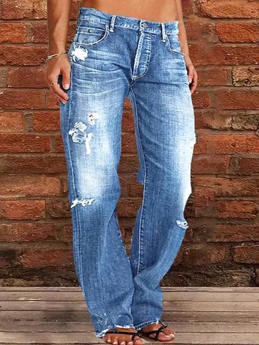 Loose Plain Casual Denim Jeans - Just Fashion Now - Modalova