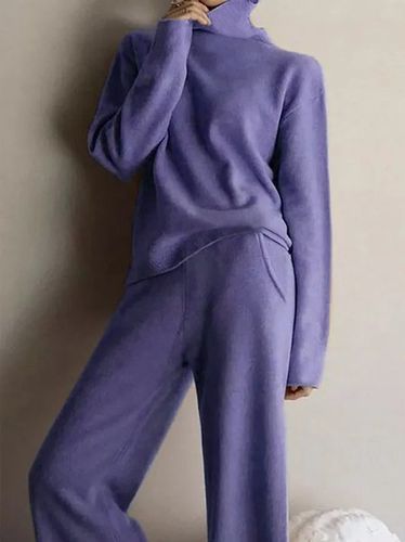 Plain Long Sleeve Casual Two-Piece Set - Just Fashion Now - Modalova