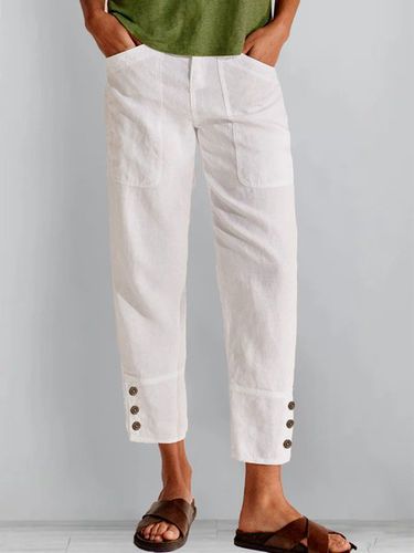 Women's cotton linen casual Linen Cotton Loose Plain Pants - Just Fashion Now - Modalova