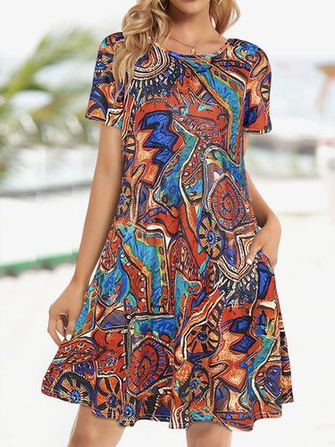 Loose Painting Vacation Dress - Just Fashion Now - Modalova