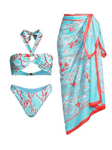 Printing Vacation Plants Halter Bikini With Cover Up - Just Fashion Now - Modalova
