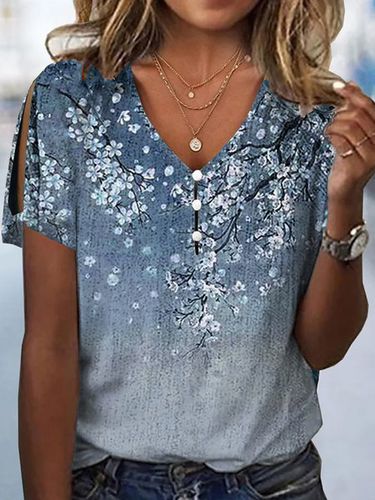 Floral Casual Jersey Loose Shirt - Modetalente - Modalova