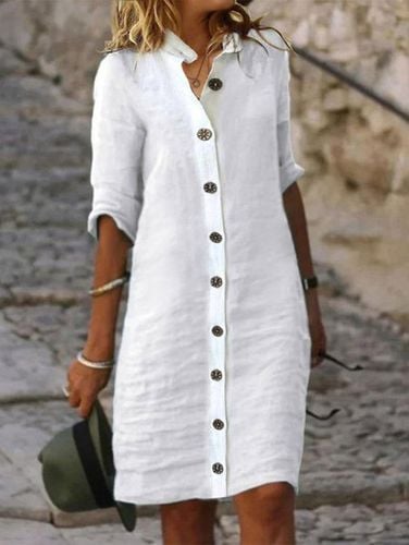 Plain Cotton Casual Dress - Just Fashion Now - Modalova