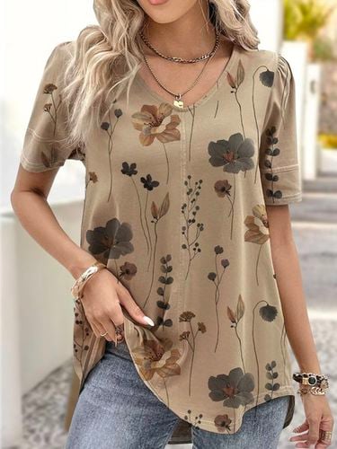 Jersey Casual Loose Floral Shirt - Modetalente - Modalova