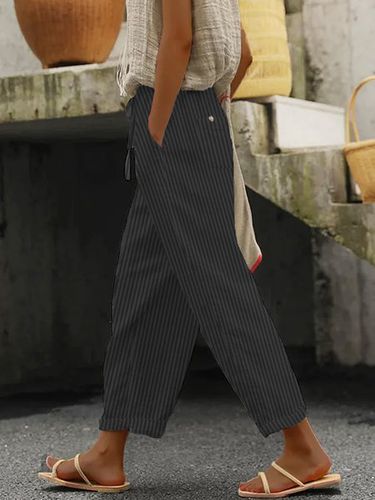 Relaxed Loose Polyester Stripe Pants - Just Fashion Now - Modalova
