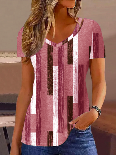 V Neck Casual Striped Shirt - Modetalente - Modalova