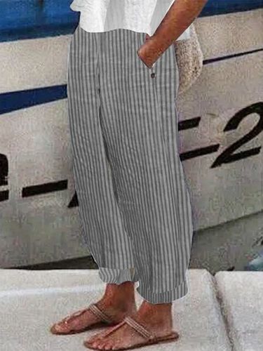 Plus Size Striped Loose Casual Pants - Just Fashion Now - Modalova
