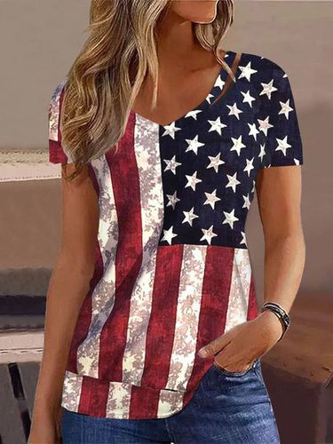 America Flag Casual T-Shirt - Just Fashion Now - Modalova