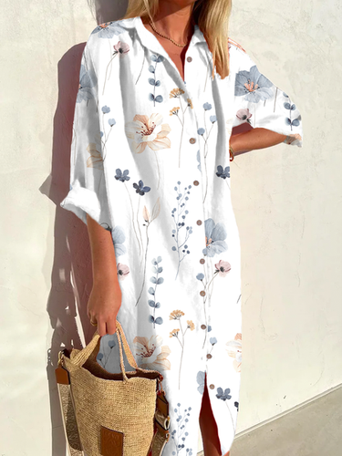 Floral Casual Shirt Dress - Modetalente - Modalova
