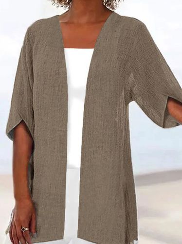 Crew Neck Casual Loose Plain Kimono - Modetalente - Modalova