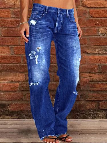 Loose Plain Casual Denim Jeans - Just Fashion Now - Modalova