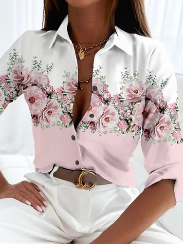 Casual Shirt Collar Loose Blouse - Just Fashion Now - Modalova