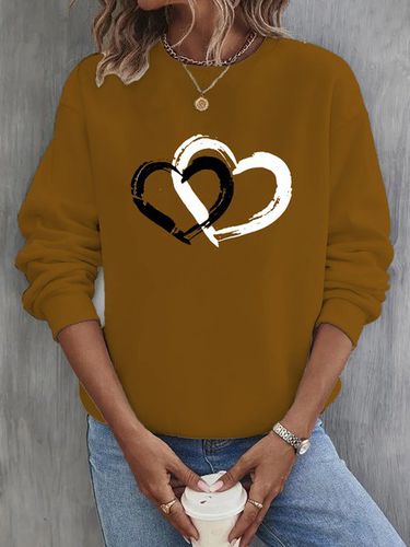 Heart/Cordate Crew Neck Casual Sweatshirt - Just Fashion Now - Modalova