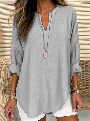 V Neck Casual Loose Shirt - Modetalente - Modalova