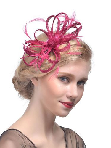 Elegant Mesh Applique Rhinestone Imitation Feather Party Hat Hair Clips - Just Fashion Now UK - Modalova