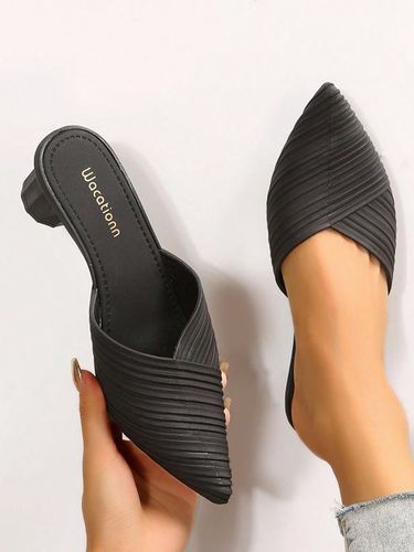 Women's Striped Waterproof Block Heel Mules - Just Fashion Now UK - Modalova