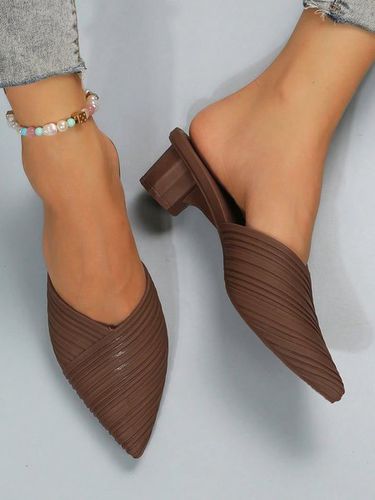 Women's Striped Waterproof Block Heel Mules - Just Fashion Now UK - Modalova