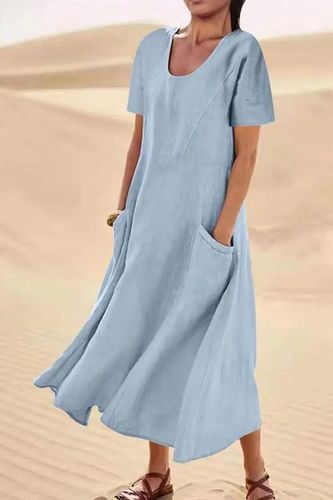 Solid Color Loose Casual Pocket Dress - Just Fashion Now - Modalova