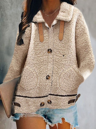 Casual Shawl Collar Polar Fleece Teddy Jacket - Just Fashion Now UK - Modalova